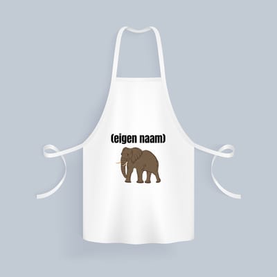 Akyol - olifant met eigen naam Keukenschort - Olifant - olifanten liefhebbers - iemand die houdt van olifanten - verjaardag - cadeau - kado - 82 bij 71 cm
