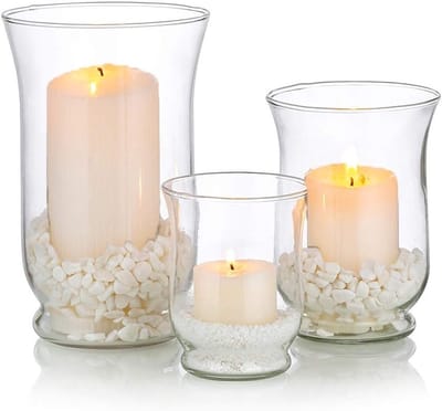 Set van 3 Glazen Kaarsenhouders - Hurrikan Kaarsenhouder voor Votive, Theelicht en Bloemenvase - Perfect voor Bruiloften en Thuisdecoratie