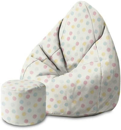 DreamRoots Velvet Zitzak voor Volwassenen – Luxe Beanbag met Voetsteun en Afneembare Hoes – Inclusief Vulling – 80x80x120 cm - Pastel Spots