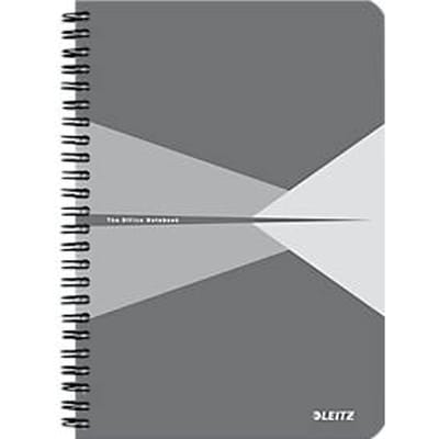 Leitz Office collegeblok, A5-formaat, 90 vierkante vellen, 360° openend, spiraalbinding, kartonnen omslag, FSC®-gecertificeerd, grijs