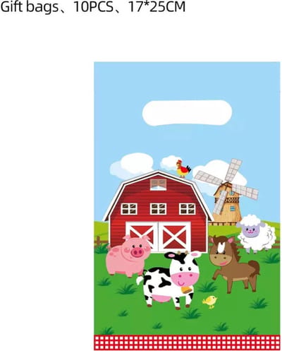 Akyol - Uitdeelzakjes dieren - 10 stuks - Traktatie zakjes voor Uitdeelcadeautjes - verjaardagzakjes boerderij - verjaardag boerderij - uitdeelzakjes dieren - uitdeelzakjes verjaardagsfeestje - Uitdeelzakjes Kinderfeestje - Verjaardag boerderij