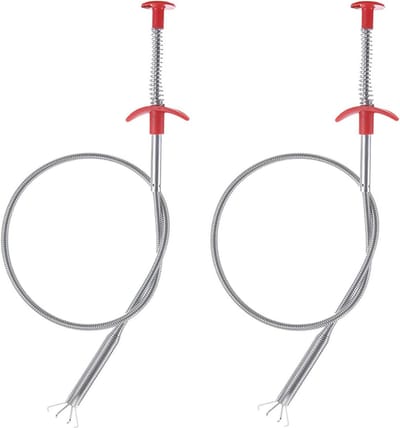 Afvoerontstopper Set - Gootsteenreiniger Verstopperverwijderaar - Afvoeren Reinigen - Flexibel 4-Klauw Ontwerp - 60 cm - Grijs
