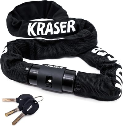 SnelShoppen - Stalen Kettingslot 100cm Met Waterdichte Dop - Fietsslot met Sleutel 360 graden Rotatieketting - 6mm Dikte - Universeel Zwart