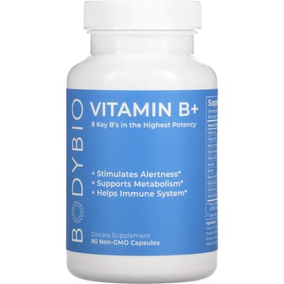 BodyBio, vitamine B+, sans OGM, 90 gélules