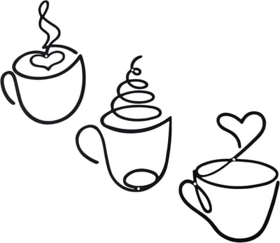 1 Set Wanddecoratie koffie/theekopjes voor aan de muur - Metaal