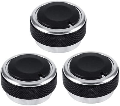 3 Stuks Airco Bedieningsknoppen Aluminium voor Auto - Universele Vervanging Zwart