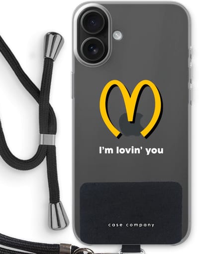 Case Company® - Hoesje met koord geschikt voor iPhone 16 Plus hoesje met Koord - I'm lovin' you - Telefoonhoesje met Zwart Koord - Bescherming aan alle Kanten en Over de Schermrand