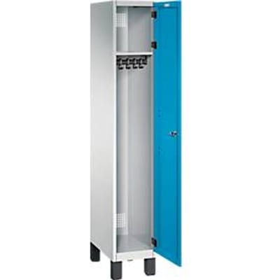 C+P Kast Cambio, 1 vak, op poten, B 300 x D 525 x H 1980 mm, lichtgrijs/lichtblauw