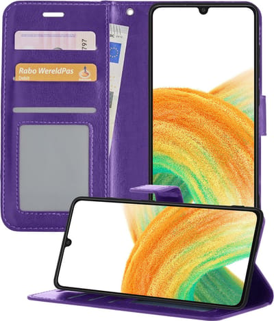 Hoesje - Geschikt voor Samsung Galaxy A33 - Luxe Bookcase - Walletcase Hoes - Portemonnee - Cover - Telefoonhoes - Paars