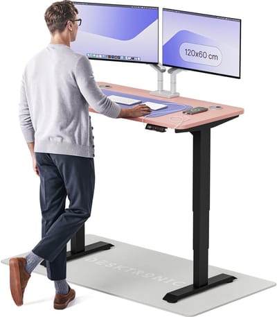 Desktronic HomePro Zit-sta Bureau Elektrisch In Hoogte Verstelbaar, 120x60 cm Zwart/Roze, Stille Dubbele Motor, Hoogte 62-126cm