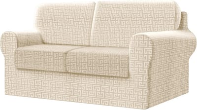 Elastische Sofahoes Beige Fluweel met Losse Kussen- en Rugleuninghoezen