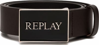 REPLAY Leren Riem Leather Belt W100 Black Brown Donkerbruin