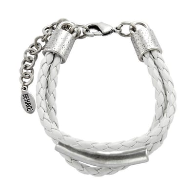 Behave - Armbandje imitatieleer wit - Stoer accent - Neutrale look