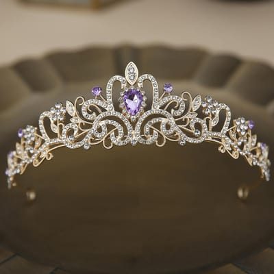 Barokke Druppel Kristallen Kroon Hoofdband Bruids Bloemig Diamanten Kroon Tiara Bruiloft Accessoires gray