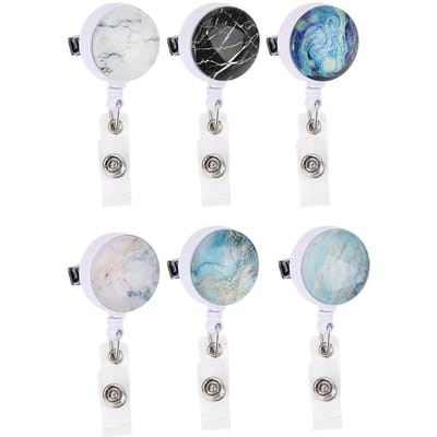 Lot de 6 porte-badges rétractables avec clip pour badges nominatifs, pour employés de bureau, médecins, infirmières