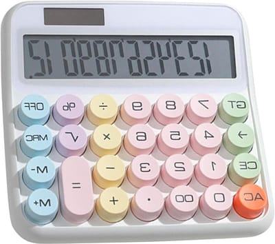 Grote Rekenmachine - Bureau Calculator - Financieel Kantoor - 15 Graden Kanteldisplay - 12 Cijfers - Wit