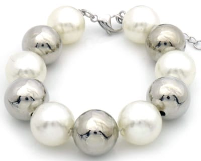 Armband voor Vrouwen - XL kralen 15mm - Parel & zilver - Zilverkleurig - verstelbaar - 21cm