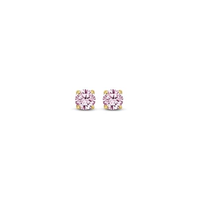 New Bling 9NBG-0561 Gouden Oorknopjes met Zirkonia 3mm - Roze - Rond - 14 Karaat - Goud