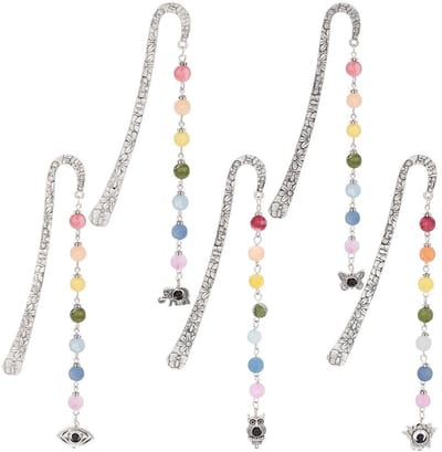 Dailygoody - Bladwijzers - Metalen Bladwijzers - Vintage Design - Chakra Kralen - Boekmarkeringen voor Boekliefhebbers - Geschikt voor Studenten - 5 S.