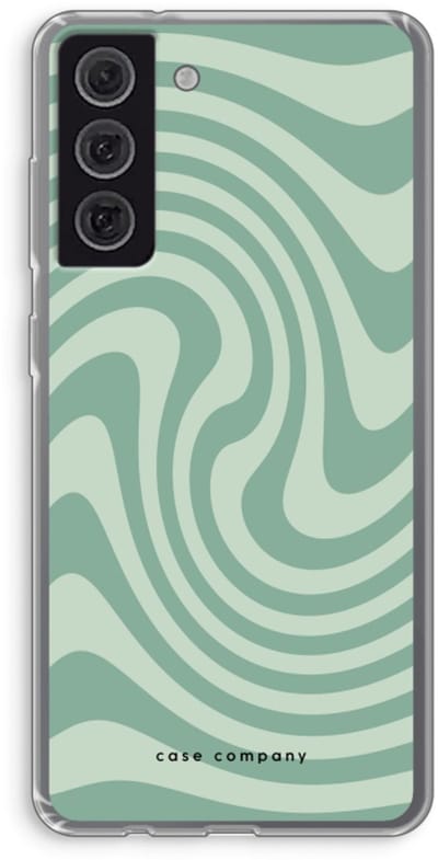 Case Company® - Hoesje geschikt voor Samsung Galaxy S21 FE hoesje - Swirl Groen - Soft Cover Telefoonhoesje - Bescherming aan alle Kanten en Schermrand