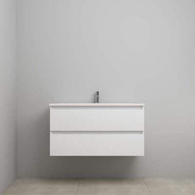 On-Line Onderkast - 100 cm - Voorgemonteerd - Acryl Wastafel - 1 Kraangat - Hoogglans Wit