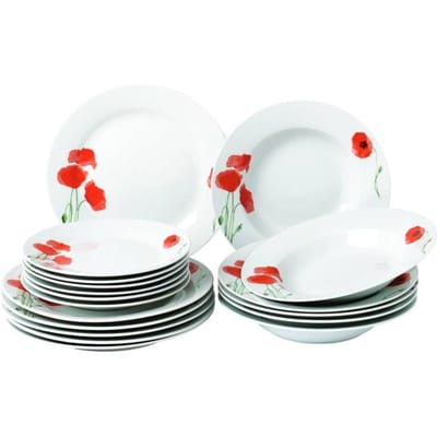 Porseleinen Servies Modena Maki, 18-delig, Wit, voor 6 Personen