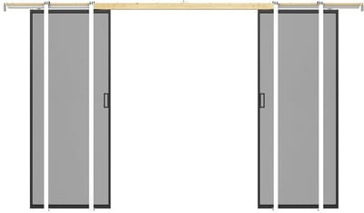 Vente-unique Dubbele schuifdeur met schuifsysteem - Aluminium en gerookt gehard glas - 2 x H205 x B93 cm - LINCI II