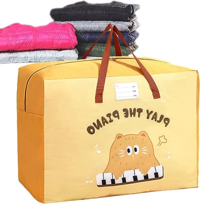Dekbed Opbergzak - Kleding Organizer - Efficiënte Opslag - Ruimtebesparend en Opvouwbaar - Grote Capaciteit - Geel