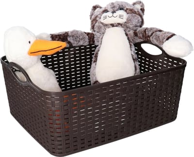 Plasticforte opbergmandje/kastmandje - 11 liter - donkerbruin - kunststof - 35 x 28 x 16 cm - nestbaar