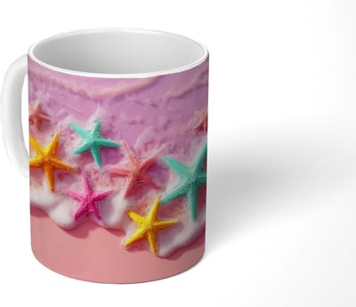 Mok - Koffiemok - Zeesterren - Strand - Golven - Mokken - 350 ML - Beker - Koffiemokken - Theemok