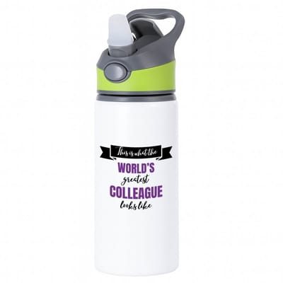 Hacebo® - World's best colleague waterfles met rietje groen - Collega - beste collega - werk - afscheidscadeau - verjaardagscadeau - water fles - 650ML