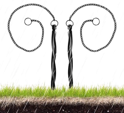 Regenketting Grondpen - Regenvanger Accessoires - Waterafvoer Tuin - Stevig Aluminium - 2 Stuks - Zwart
