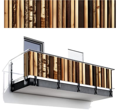 Balkonscherm 500x120 cm - Balkonposter Hout - Planken - Natuurlijk - Balkon scherm decoratie - Balkonschermen - Balkondoek zonnescherm