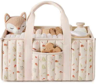 Momy-Babytas-Luxe Luiertasje Zachte Stof – Grote Capaciteit – Afneembare Vakken – Lange Handvatten-Slakkenprint 24*17*8 CM