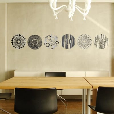 Muurstickers, decoratieve zelfklevende elementen, cirkelvormige ontwerpen, grijs en zwart