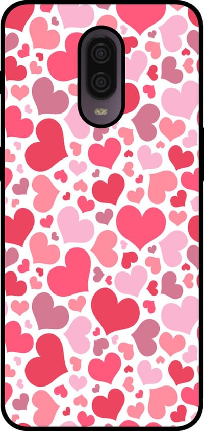 Smartphonica Telefoonhoesje Geschikt voor OnePlus 6T met Hartjes Print - Hearts Design TPU Backcover Case - Kinder Hoesje met Hartjes Design geschikt voor OnePlus 6T
