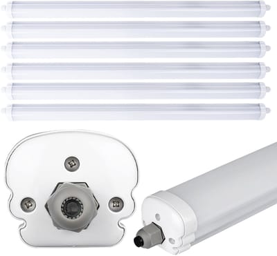 LED plafondlamp vochtbestendig LED garageverlichting LED buis, serieschakeling, spatwaterdicht, 1x LED 36W 4320lm neutraal wit, L 120 cm, set van 6
