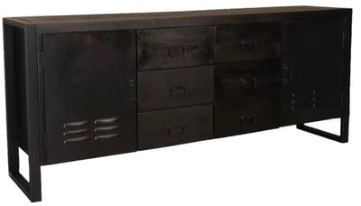 Dressoir mangohout 200cm zwart Jazzy duurzaam mango kast