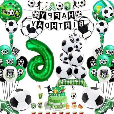 Voetbal Verjaardag Set - Feestdecoratie Kinderen - Jongensfeest Vieren - Compleet Thema Pakket - Meerdere Ballonnen - Groen Wit Zwart