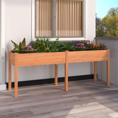 vidaXL - Plantenbak - met - voering - 203x53x76 - cm - massief - vurenhout - bruin