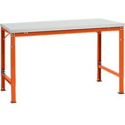 Manuflex basistafel UNIVERSAL Speciaal, 1500 x 1000 mm, melamine lichtgrijs, roodoranje