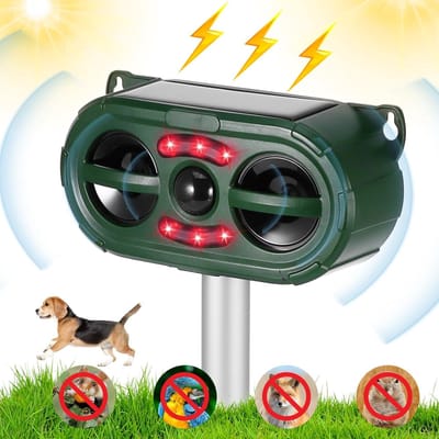 Ultrasone Dierenafschrikker voor Tuin met PIR Sensor en 5 Instellingen, Waterdicht en Effectief tegen Katten, Honden en Vogels