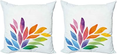 ABAKUHAUS Decoratieve kussenhoezen met bloemenprint, 2 stuks, regenboogkleur 40x40 cm, wit/meerkleurig