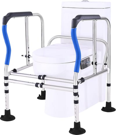 Toilet veiligheidsframe - Ondersteuning toilet - Veilig naar toilet - Verstelbaar frame - Tot 150 kg - Zilver