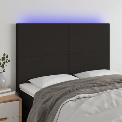 vidaXL - Hoofdbord - LED - 144x5x118/128 - cm - stof - zwart