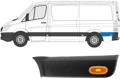 Sierlijst zijlijst achter spatbord met lamp voor Mercedes Sprinter 2006-2018