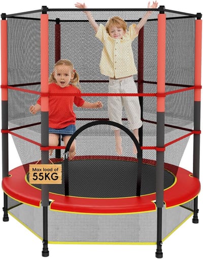 Kindertrampoline 140 cm met Veiligheidsnet en Framekussen, Geschikt voor Binnen en Buiten, Belastbaar tot 55 kg - Voor Kinderen Vanaf 3 Jaar