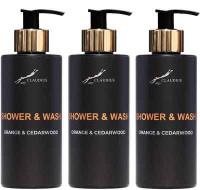Shower & Wash Orange & Cedarwood 300 ml - gouden pomp - 3 stuks