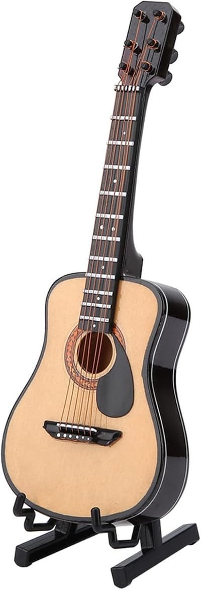 Houten Miniature Gitaar Model Decoratie (16cm) - Inclusief Standaard en Cadeauverpakking