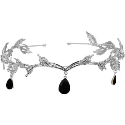 Bruidskroon in Koreaanse stijl Blad Waterdruppel Legering Wenkbrauw Hanger Kroon Barokke Prinsessen Diadeem Retro Strass Haaraccessoires gray